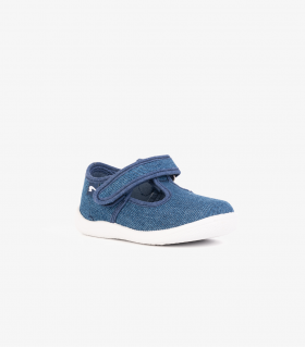 Sandalia lona tejano velcro